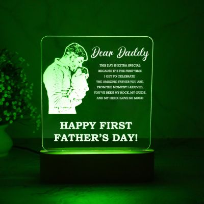 Happy Fathers Day Acrylic Lamp Customized Photo Frame | Gift For Dad